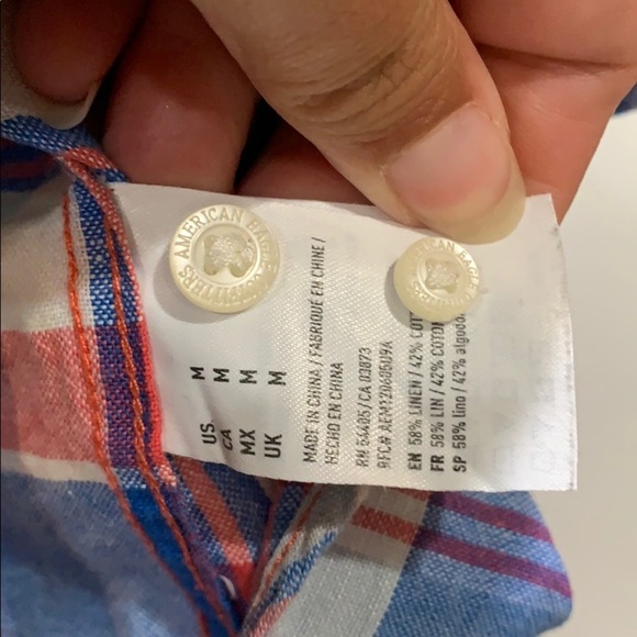 American Eagle Seriously Soft Plaid Shirt M - Picture 3 of 6